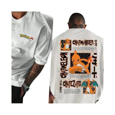 Imagem de Camiseta De Algodão Charmander Pokémon Com Logo Frontal E Arte De Evol