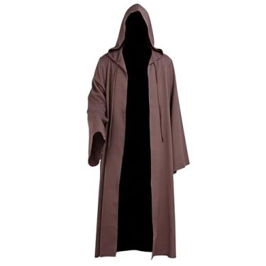 Imagem de TZIISOA Roupão masculino com capuz cosplay adulto túnica longa capa festa fantasia (Z3921DBN, G)