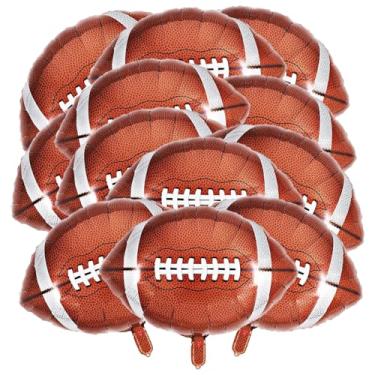 Imagem de Balões de futebol, balões de alumínio em forma de rúgbi de 68 cm para esportes Mylar balão bolas de futebol decorações de festa de aniversário lembrancinhas de suprimentos (12 peças)