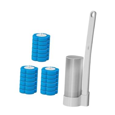 Imagem de Ｂｅｓｇａ Conjunto de escova sanitária com 18 refis de limpeza, kit de escova de parede para vaso sanitário, conjunto de suporte para de banheiro, Branco