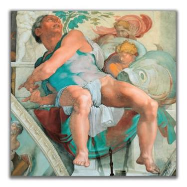 Imagem de Yomcut Pôster da série Michelangelo Sistine Chapel Teto Frescoes - Profeta Jonah - Retratos de figuras históricas Esboços da Bíblia Adequado para Casas, Igrejas, Decorações de Parede Sem Moldura 12 x