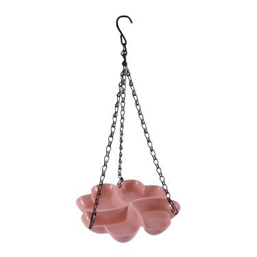 Imagem de Fenteer Bebedouro/Comerciante Suspenso para Pássaros com 4 Compartimentos, Corrente e Gancho para Alimentação em Quintal, Árvores e Áreas Externas, Rosa