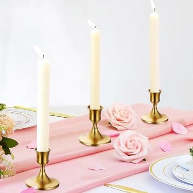 Imagem de Conjunto de 2 castiçais modernos e antigos para decoração de mesa de casamento, festa de Natal, mesa e cornija (prata)