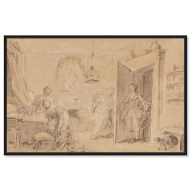 Imagem de Art Remedy Arte vintage em tela The Bedroom (Le Coucher or Ma Chemise Brule), moldura preta, 38 x 25 cm