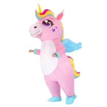 Imagem de Fantasia inflável de unicórnio para adultos, roupa engraçada de Halloween para homens e mulheres, festa cosplay (cavalo rosa, G/GG)
