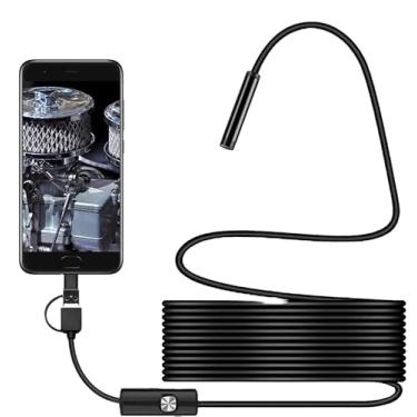 Imagem de Endoscópio industrial de esgoto de 5,5 mm, endoscopia tipo C, mini câmera serpente flexível 3 em 1, boroscópio automotivo para Android
