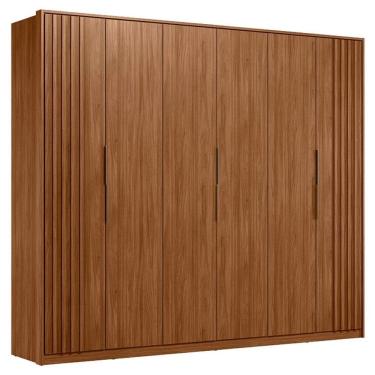 Imagem de Guarda Roupa Casal Ripado Atrice Ambiente 6 Portas Nogueira Touch Demóbile – Demartêz