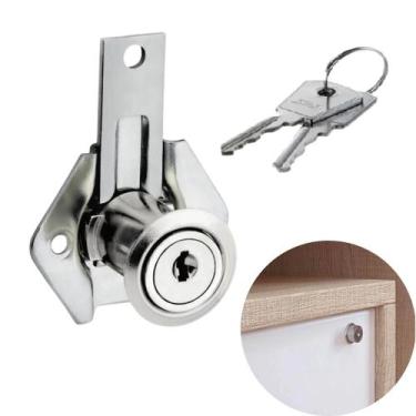 Imagem de Fechadura Gaveta Móveis Tambor Curto Cilindro 22mm Lingueta Longa Com 