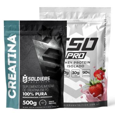 Imagem de Kit: Whey Protein Isolado ISO PRO 1kg + Creatina Monohidratada 500g - Soldiers Nutrition-Unissex