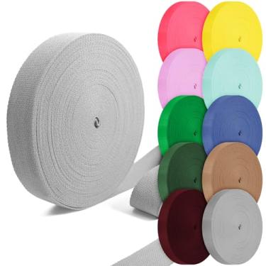 Imagem de Grosun Correias de algodão 2,5 cm, 3,8 cm, 5,08 cm, 5,08 cm, tiras de lona para bolsas, 10 65 cm, 3,3 m, algodão, poliéster (prata, 2,5 cm x 3,3 jardas)
