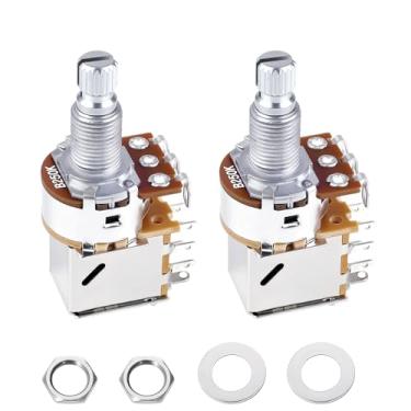 Imagem de Banworks Potenciômetros de alumínio B250K M8 Thread Push Pull para guitarra de tamanho métrico com 18 estrias (18 mm de comprimento) Potenciômetros lineares afunilados para guitarras Squier, Epiphone