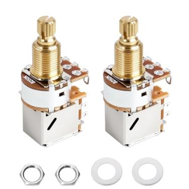 Imagem de Banworks Potenciômetro de guitarra Full Brass B250K Imperial 3/20.3 cm Thread Push Pull com eixo longo dividido de 18 estrias (comprimento de 18 mm) para Fender Strat/Tele Gibson Les Paul LP/SG PRS 2