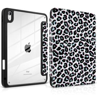 Imagem de TWOLSKOO Capa para iPad de 11ª e 10ª geração com suporte para lápis, suporte de três dobras, hibernar/despertar automático, parte traseira de acrílico transparente com amortecedor de TPU, para iPad de