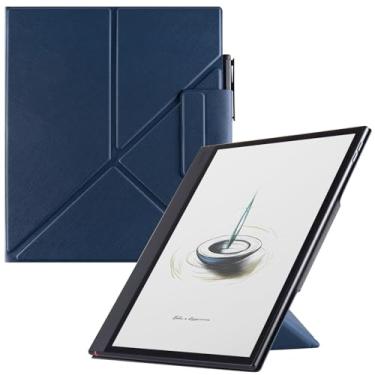 Imagem de BOZHUORUI Capa magnética para Boox Note Air 5 C (26.2 cm, lançado em 2025) | com hibernar/despertar automático | Suporte de origami bidirecional | Design de fivela de caneta | Capa fina de couro PU