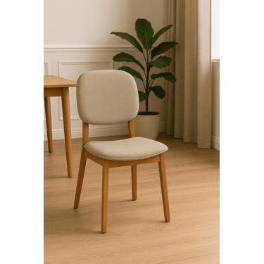 Imagem de Conjunto Kit Duas Cadeiras De Jantar Detroit Estofado Linho Estrutura 