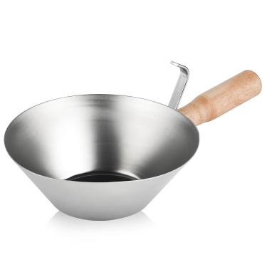 Imagem de Colher de balde de ferro galvanizado com cabo de madeira e clipes para pendurar, ferramentas de estuque resistentes à ferrugem para construção, local de trabalho, paisagismo, jardim, manuseio de