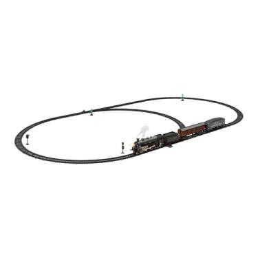 Imagem de KiBcsLic a vapor de brinquedo com luzes de fumaça, sons e trilhos, conjunto de elétrico para presente de aniversário ou festa, Multicolorido