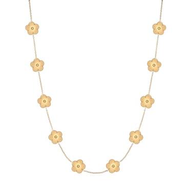 Imagem de Billet-doux Colar de trevo banhado a ouro 18K para mulheres - Colar de trevo de folha de ouro, joias modernas ajustáveis para presentes