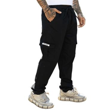 Imagem de Calca Cargo Boca Larga Skate Jeans Sarja Streetwear Masculino Feminino Unissex Preto-Masculino