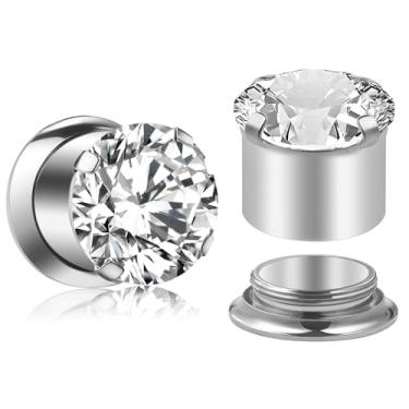 Imagem de Uqnwbdq 10G-00G Medidor de coração CZ para orelha, aço cirúrgico 316L, acabamento espelhado, alargador, alargador, alargador, alargador, brincos internamente roscados de diamante para mulheres e