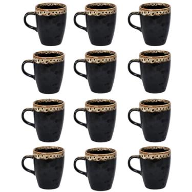 Imagem de Kit de 12 Canecas de Porcelana Premium – 230ml Resistentes Elegantes, Ideal para Café, Chá, Chocolate e Casa (Borda)
