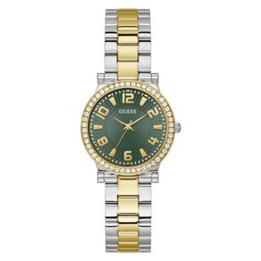 Imagem de GUESS Relógio feminino de aço inoxidável Fawn, Dois tons, GW0686L2
