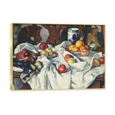 Imagem de NHLDZYH Moldura dourada. Vintage Fruta Ainda Natureza Tela Retrô Frutas Motivo Estilo Country Decoração de Parede para Cozinha e Sala de Jantar. B66. 60 x 84 cm