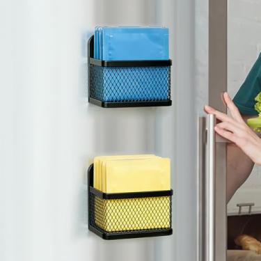 Imagem de 2 organizadores magnéticos de saquinhos de chá, suporte de saquinho de chá de metal para geladeira, prateleira e balcão de cozinha, organizadores e armazenamento de chá elegantes e econômicos