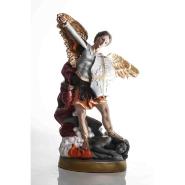 Imagem de Imagem São Miguel Arcanjo, Estátua Religiosa, Gesso Resinado, 40 cm, Detalhes Dourados e Coloridos