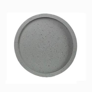 Imagem de Panela de drenagem de plantas de estilo moderno redondo de jardim, pires de vaso de flores de resina sintética para sala de estar varanda vasos de plantas (cinza, pequeno)