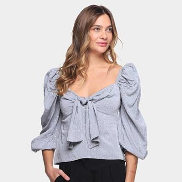 Imagem de Blusa Colcci Nó Frontal Manga Bufante Feminina-Feminino