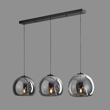 Imagem de Lustre pendente de 3 luzes para cozinha, estilo moderno de meados do século XX, com cúpula de vidro ajustável, ideal para ilha de cozinha, sala de jantar, quarto, corredor, sala de estar e c