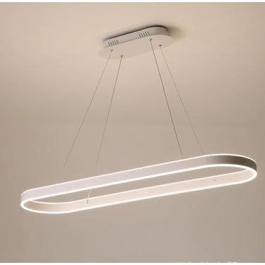Imagem de Luminária pendente LED moderna para sala de jantar, com intensidade ajustável e controle remoto, ideal para ilha de cozinha, mesa de jantar, sala de estar, escritório ou bar. Altura reguláve