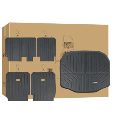 Imagem de SANBAN-AXE Tapete de carga compatível com 2015-2019 Ford Explorer 6 e 7 passageiros 2ª fileira 3ª fileira tapete de encosto e porta-malas forro de porta-malas para todos os climas ajuste personalizado