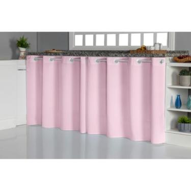 Imagem de Cortina Para Pia De Cozinha Balcão Em Tecido Oxford para Proteção Contra Splashes, Complementa Decoração(rosa,1,40x0,80)
