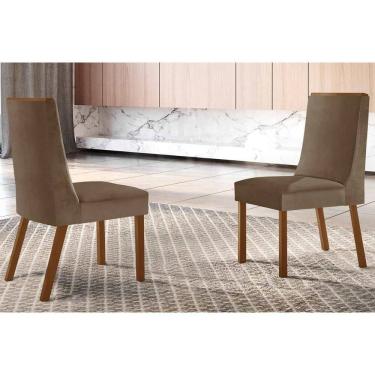 Imagem de Cadeira de Cozinha Dakota Kit 2 Un Imbuia - Naturalle/Suede Capuccino - Rufato