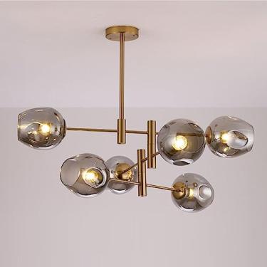 Imagem de Luminária pendente de vidro irregular com várias lâmpadas, luminária suspensa criativa para interiores, ideal para sala de estar, quarto, sala de jantar, lustre de teto para decoração de cas