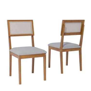 Imagem de Kit 2 Cadeiras para Sala de Jantar Encanto Freijó/Cinza