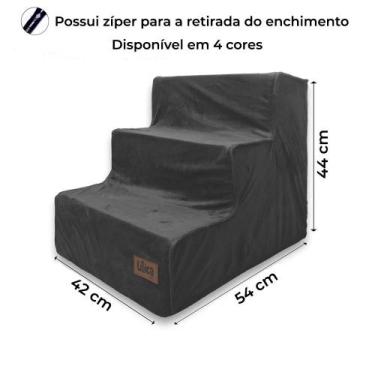 Imagem de Escada para pet 3 degraus com zíper de espuma rígida cachorros cães e 