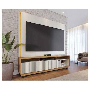 Imagem de Estante Home Theater Ambiente Jordão Com Pés Off White Freijó - Colibr