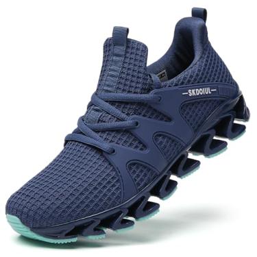 Imagem de SKDOIUL Tênis de corrida esportivo masculino de malha respirável para corredores de trilha, Azul-marinho 02, 41
