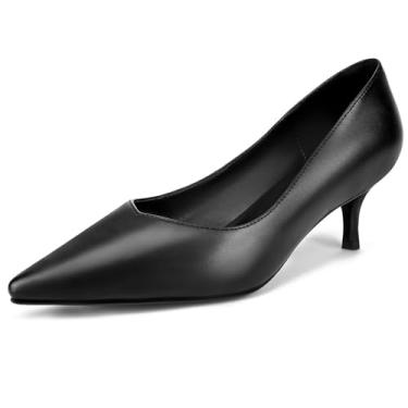 Imagem de FRJR Salto gatinho preto feminino salto agulha bico fino sem cadarço sapato social confortável festa casamento elegante sapatos femininos, A - Preto, 36