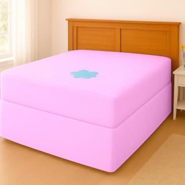 Imagem de Capa de colchão impermeável, proteção de quatro camadas, laterais em tela, fácil de limpar.(Rosa,Casal)