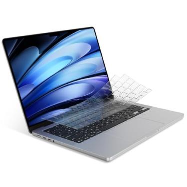 Imagem de Soonjet Capa protetora de teclado premium, película ultrafina para teclado 2026 2025 2024 2023 2022 2021 M5/M4/M3/M2/M1 Pro/Max MacBook Pro 14/16, M4-M2 MacBook Air 13/15, layout ANSI dos EUA