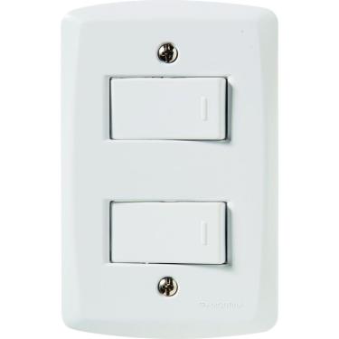Imagem de Conjunto 4x2 com 1 Interruptor Simples 10 A 250 V e 1 Interruptor Paralelo 10 A 250 V Tramontina Lux2 Branco