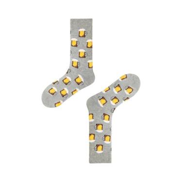 Imagem de Meias Masculinas De Cano Médio Com Estampa De Sushi Verde Jacquard Par