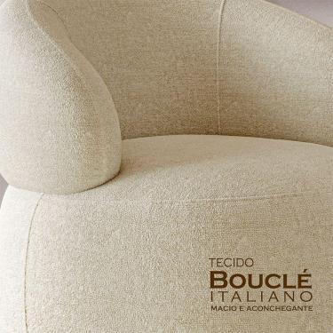 Imagem de Poltrona Design Sofisticado Orgânica Luxo Fino Acabamento Eloah Base Giratória Bouclé Italiano Bege