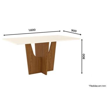 Imagem de Mesa De Jantar Danielly 160 Cm Tampo Reto Nature Off White - Henn