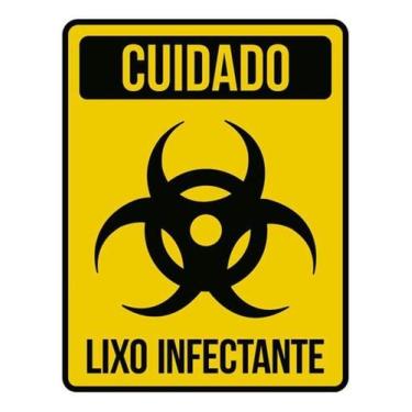 Imagem de Kit 10 Placas Cuidado Lixo Infectante Amarela 27X35 - Sinalizo