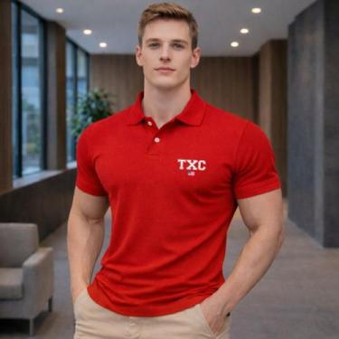 Imagem de Camiseta Gola Polo Masculina Camisa Texas Txc Farm Cores, Vermelho, G